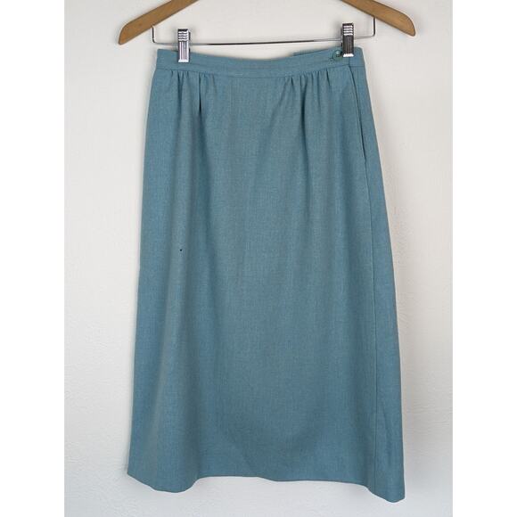 Pendleton Skirt Blazer Suit Vintage 80s Virgin Wool Career Blue Size 8 FLAWED - Picture 3 of 14